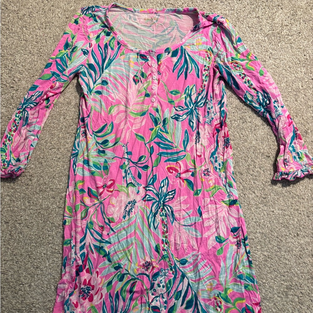 Vibrant Pink Floral Nightgown